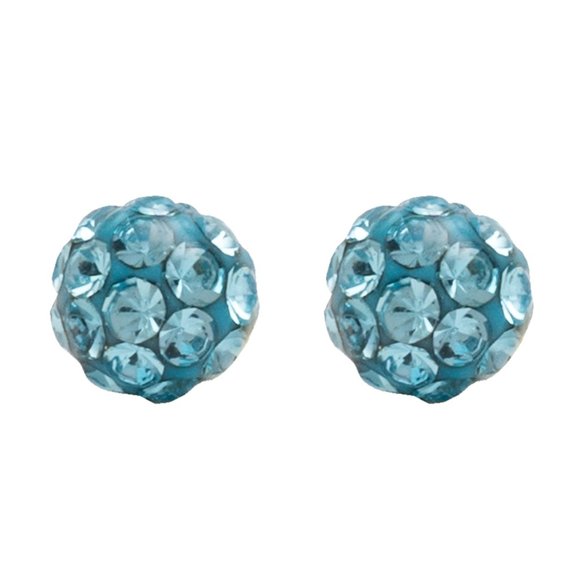 Studex Stainless Steel 4.5MM Fireball Aquamarine Crystal Ear Piercing Earrings - Picture 2 of 6